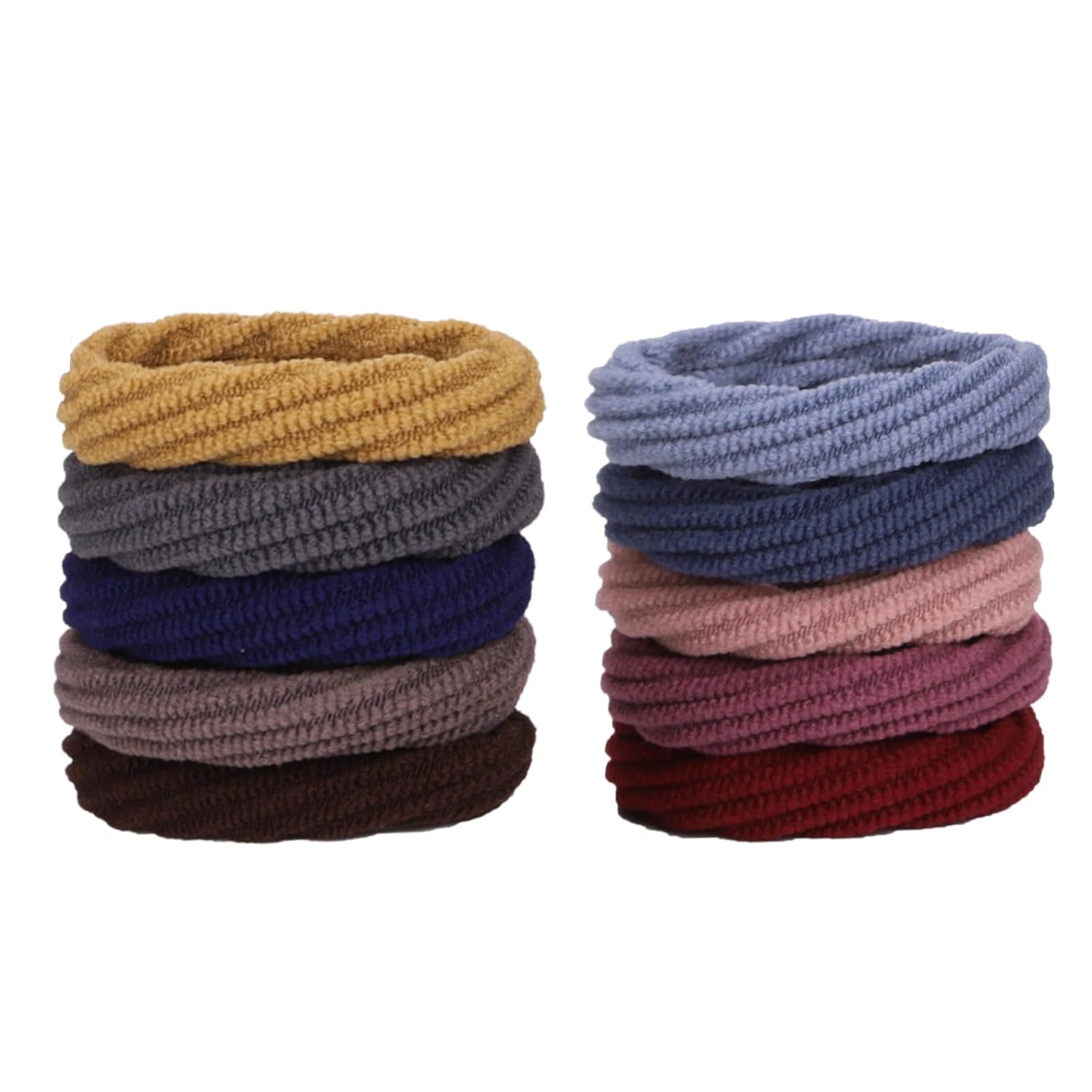10 Pieces Thick Hair Ties Seamless Elastic Hair Ties for Women, Girls Hair Accessories Colorful Ponytail Holders with Pattern Texture No Crease Soft Hair Bands for Thick Thin and Curly Hair 10 Styles - Image 1