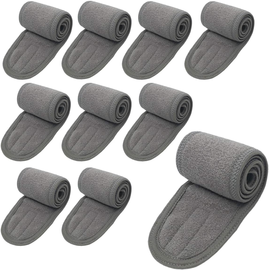 Spa Headband Facial Headbands Makeup Hair Band Washing Face Thick Terry Cloth Head Band for Yoga Sport Shower Adjustable Length Elastic Stretch (10 Pack) - Image 1