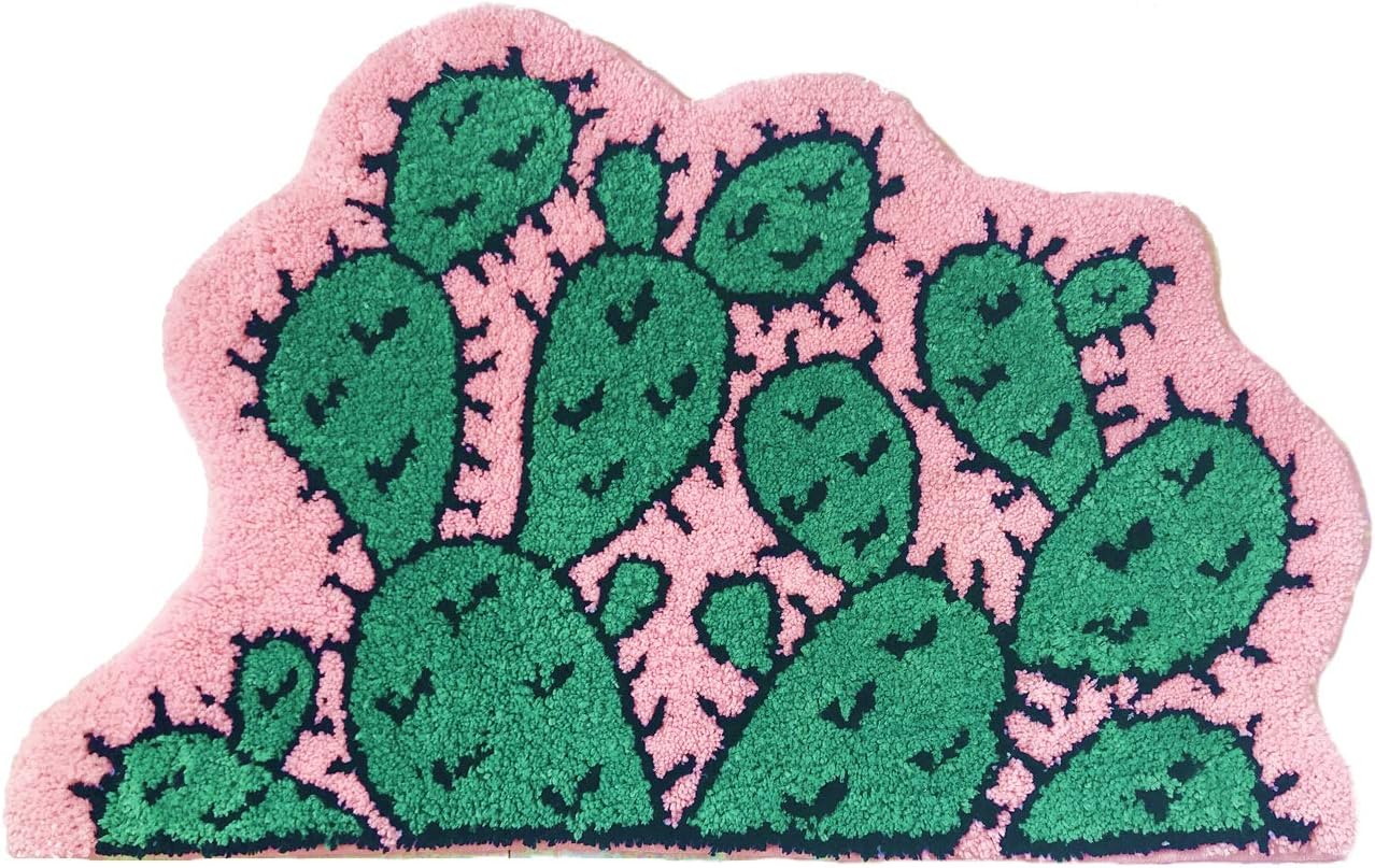 Monstera Leaf Non Slip Soft Kids Playmat Nursery Door Mat Area Rugs Luxury Plush Kids Game Play Carpet Bathroom Rugs Bathmat Shower Decor (Cactus) - Image 1