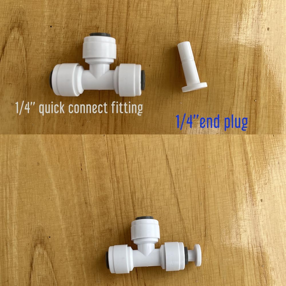 2 Size 1/4'' and 3/8'' Plug End Cap for RO System Reverse Osmosis Water Line Fittings Quick Connect Fitting Prevent Leak (Fits 1/4“ and 3/8'' both in 10 Piece), White, ROPF-W101438 - Image 2