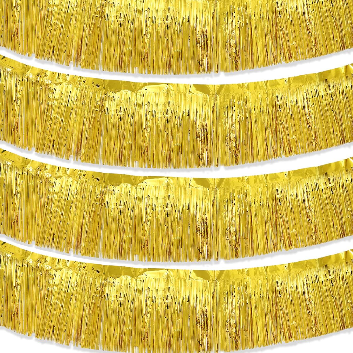 Gold Parade Float Fringe,Tinsel Streamers Banners,Tinsel Fringe Banners,for Party Decoration Parade Float Decorations Graduation Ceremony Decorations Festival Celebration,11.8 in x 9.8 ft,4pack - Image 1