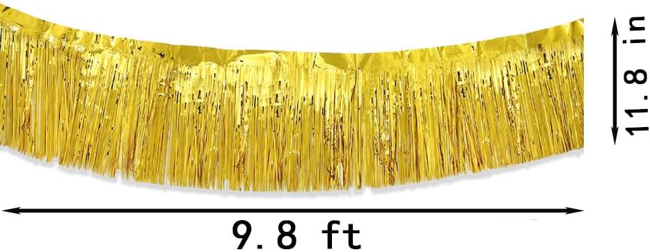 Gold Parade Float Fringe,Tinsel Streamers Banners,Tinsel Fringe Banners,for Party Decoration Parade Float Decorations Graduation Ceremony Decorations Festival Celebration,11.8 in x 9.8 ft,4pack - Image 2