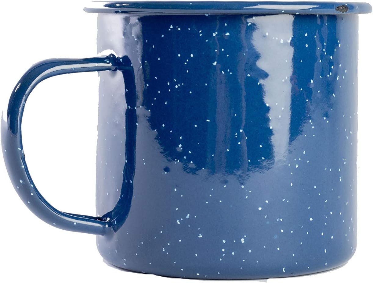 Enamel Mug - Outdoor Camping Mugs - Ideal For Early Morning Coffee Or Cold Beverages- Coffee Mug- 16 Oz (Navy) Blue  Blue - Image 1