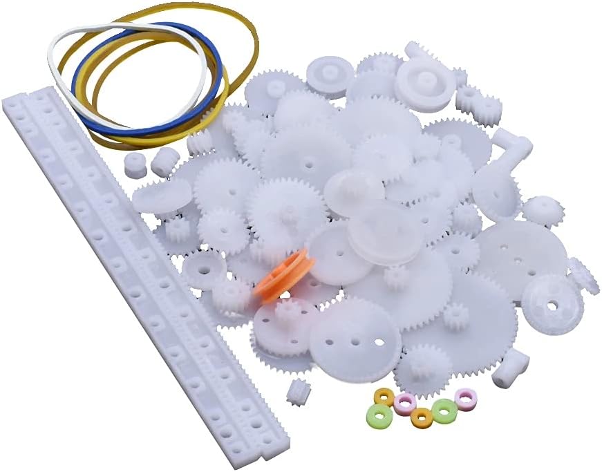 75pcs Mixed Plastic Gearbox Rack Pulley Belt Worm Gear Single & Double-Gear 8-56 Teeth DIY Tool for Robot Repair & Toy Car DIY Kit - Image 1