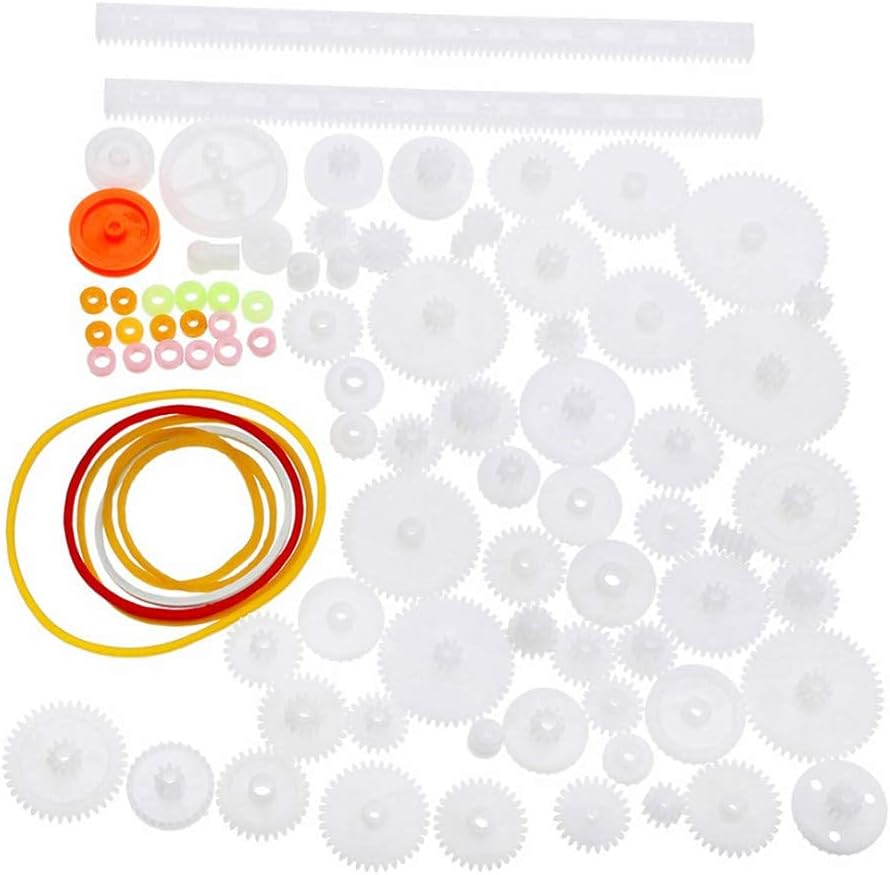 75pcs Mixed Plastic Gearbox Rack Pulley Belt Worm Gear Single & Double-Gear 8-56 Teeth DIY Tool for Robot Repair & Toy Car DIY Kit - Image 2