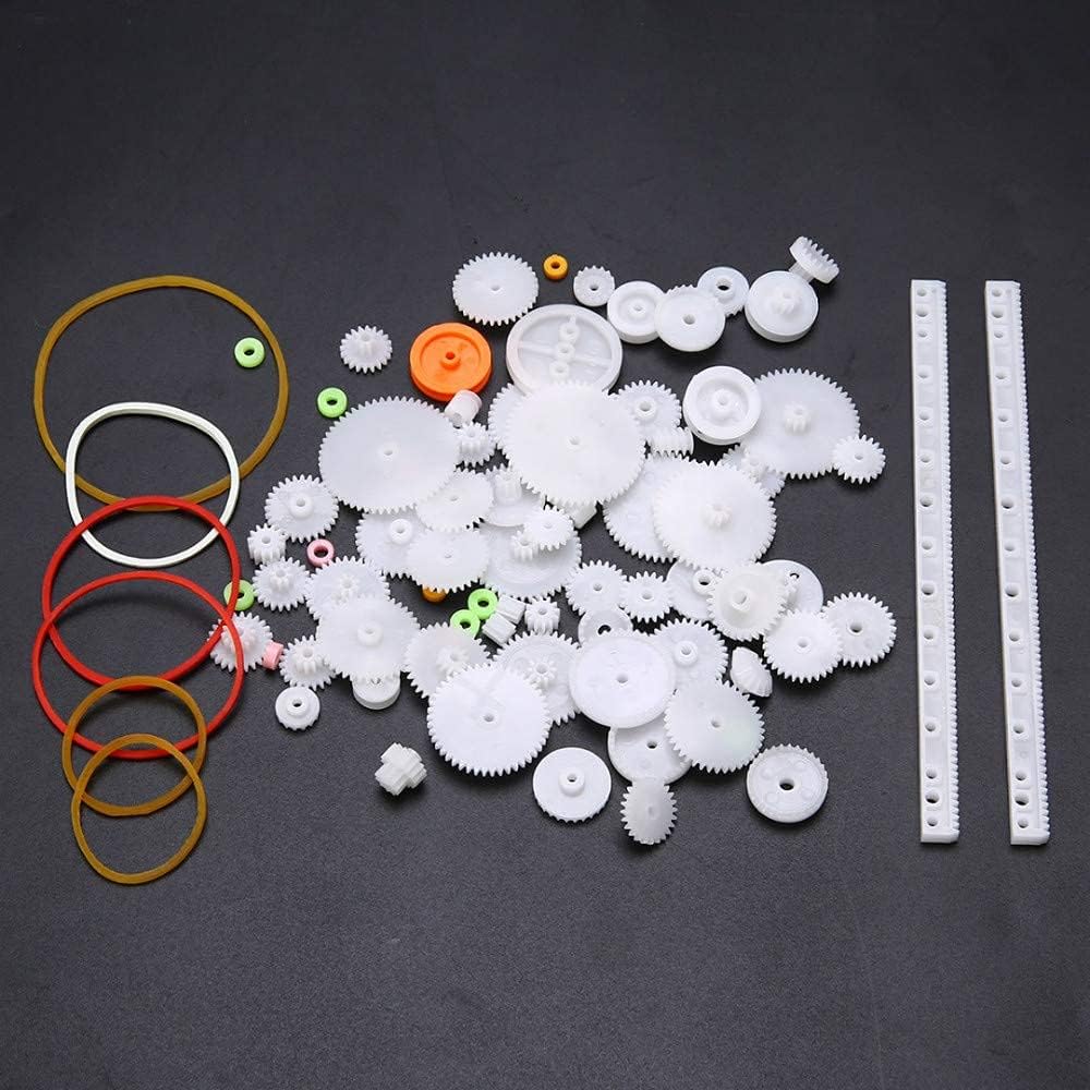 75pcs Mixed Plastic Gearbox Rack Pulley Belt Worm Gear Single & Double-Gear 8-56 Teeth DIY Tool for Robot Repair & Toy Car DIY Kit - Image 4