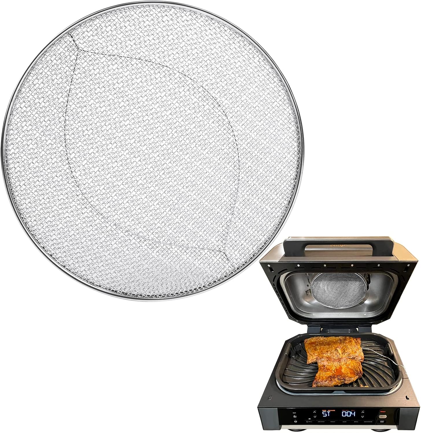 Stainless Steel Spatter Shield for Ninja Fg551 Foodi Smart XL Grill, Ninja XL Grill Accessories, Air Fryer Replacement Parts for Ninja 6 in 1 Smart Xl Indoor Grill - Image 1