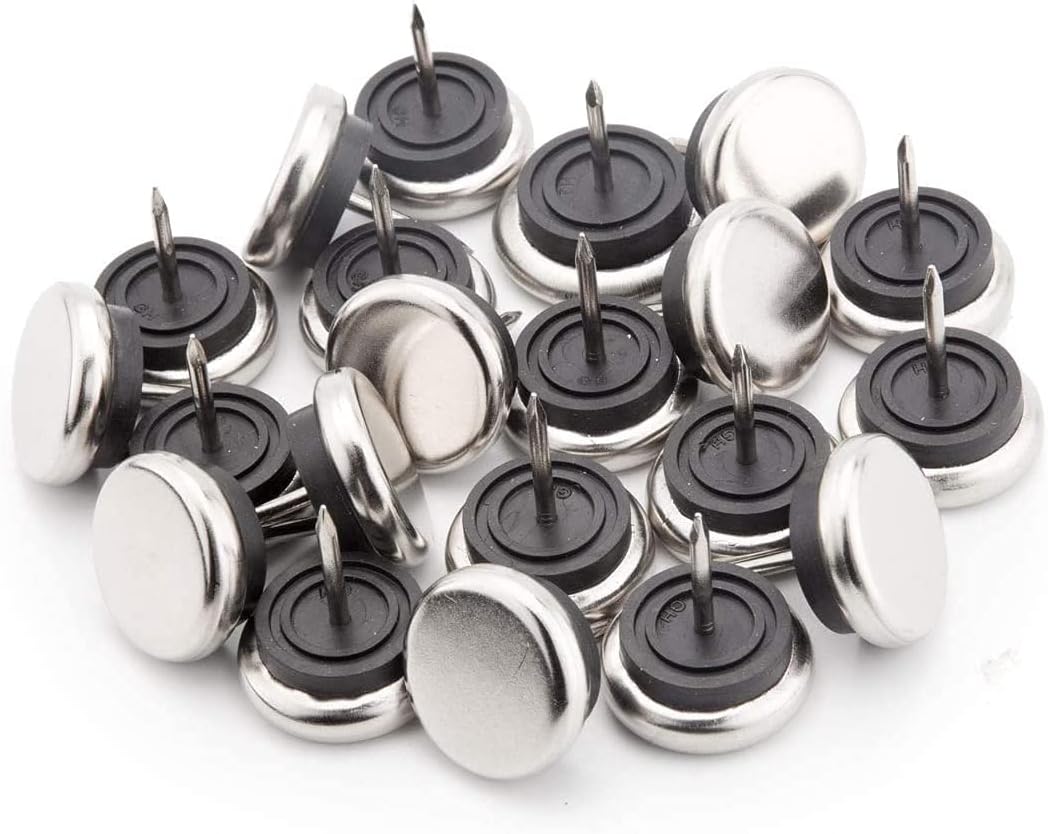 20pcs Round Heavy Duty Furniture Pads, Nail On Furniture Sliders Hardwood Floor Protectors Metal Nail On Glides for Chair Table Desk Cabinet Sofa Couch Leg Feet Non Slip Glides (Dia 19mm) - Image 1