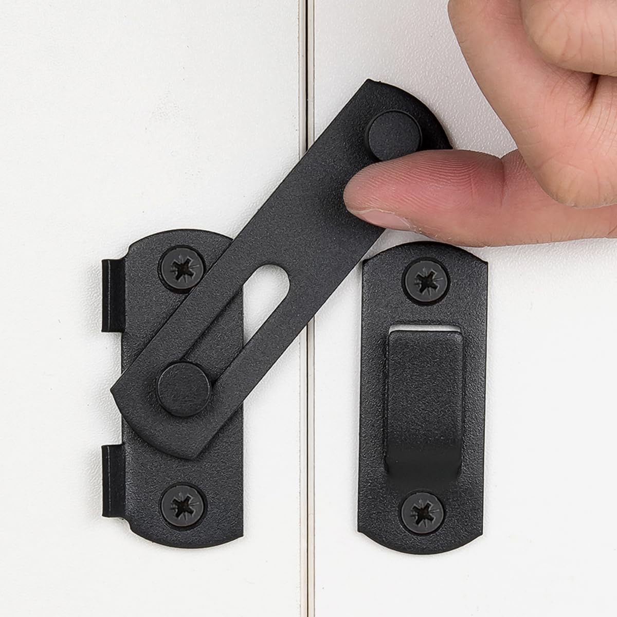 2 Packs Barn Door Latches，2.75” x 2.02” Matte Black Stainless Steel barn gate flip Door Latch Bi-fold Door Lock,Sliding Door Antique Lock Gate Latches Wine Cabinet Closet Door Latches  Small_Matte - Image 1
