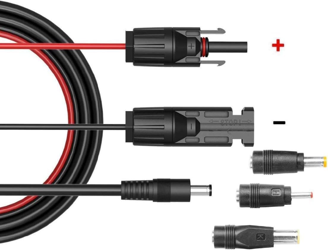 Solar Panel Connectors Compatible with M-C-4 Solar Connectors to DC Extension Cable 16AWG with DC 5.5mmx2.1mm, DC3.5x1.35mm,DC5.5x2.5mm and DC8mm Adapter for Portable Power Station Solar Generators - Image 1
