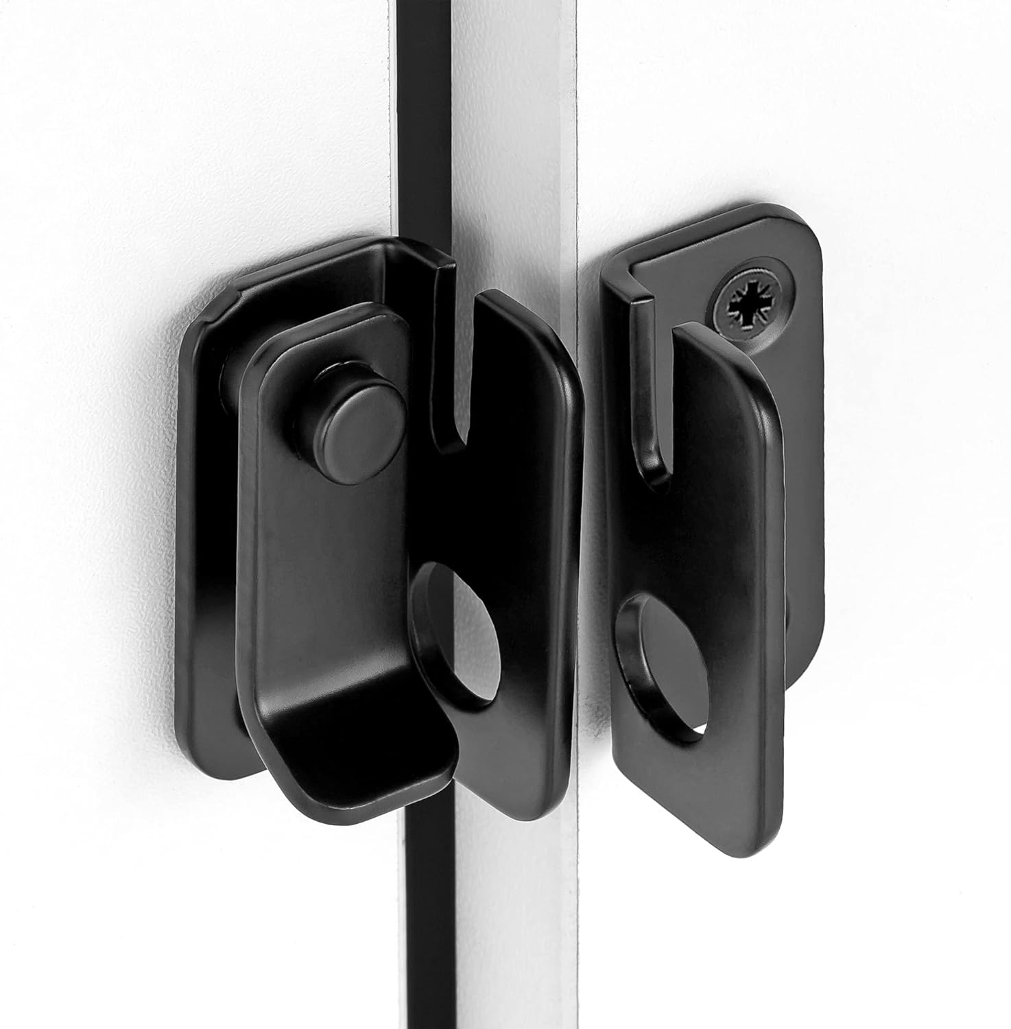 2 Packs Flip Latches，1.81” x 1.77”Black Stainless Steel Thickened Heavy Duty Hasp barn gate flip Door Latch Bi-fold Door Lock,Sliding Door Antique Lock Wine Cabinet Closet Door Latches  Small_Black_2 - Image 3