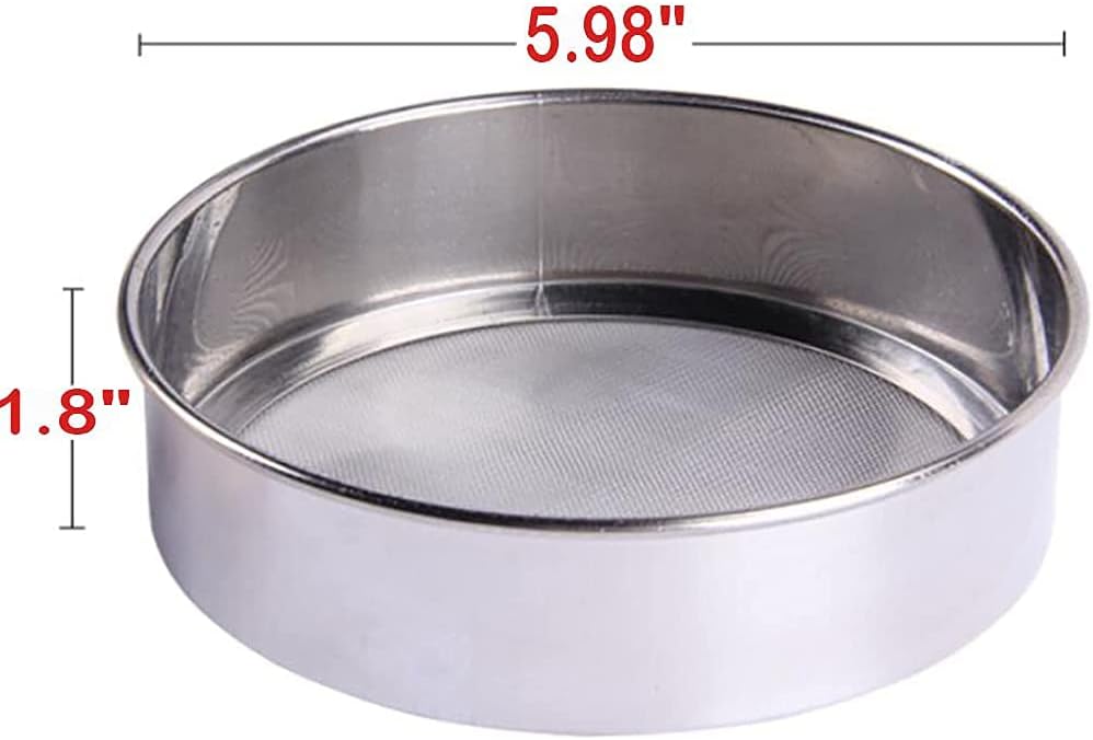 6 Inch Small Tamis, 18/8 60 Mini Fine Mesh Flour Sieve Flour Sifter Round Stainless Steel Flour Sieve - Image 2