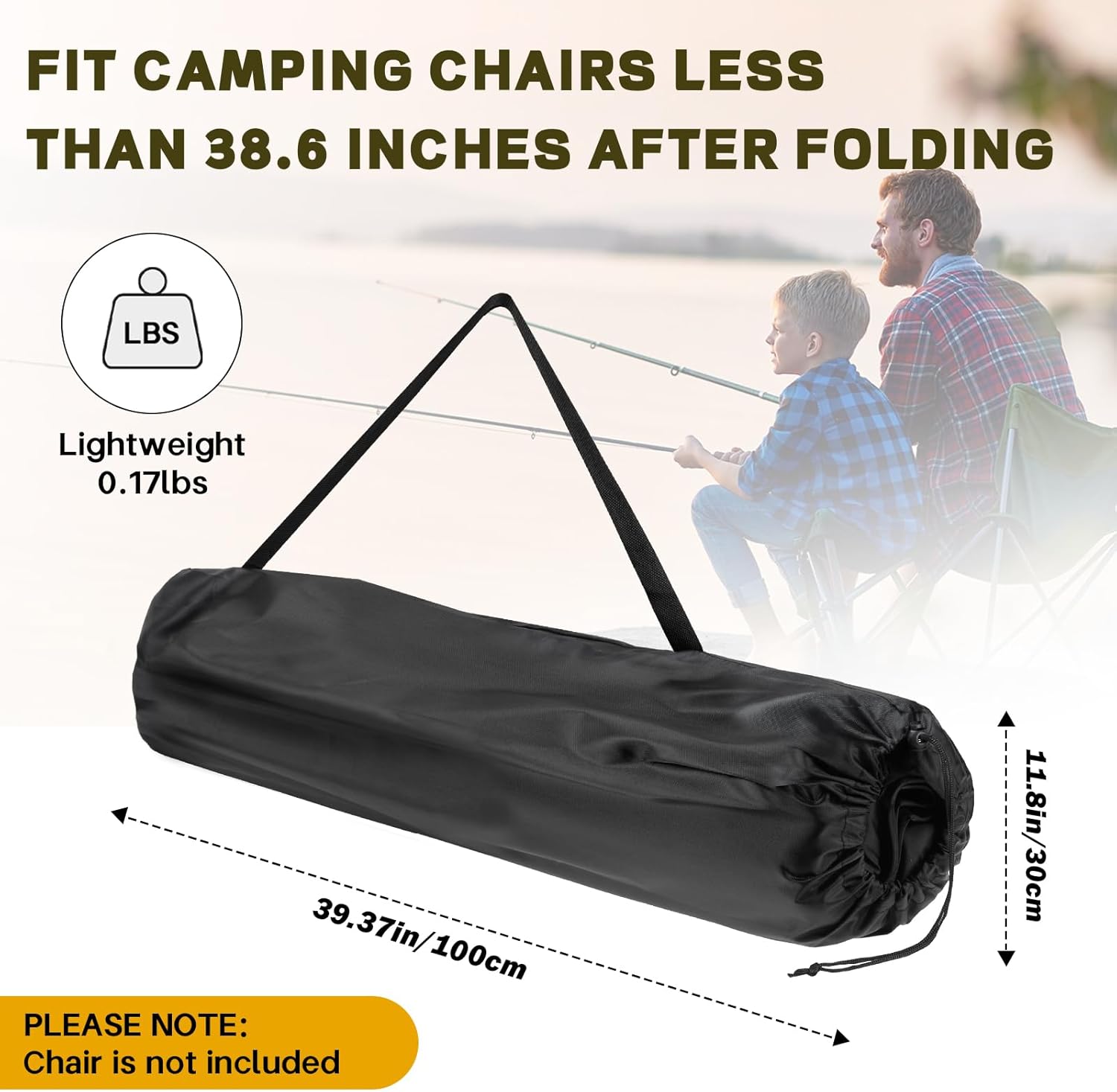 Camping Chair Replacement Bag for Coleman Portable Folding Chair Carry Bag with Shoulder Strap, Protective Carrying Chair Bag for Travel Outdoor Camping Sports, Black (Chair is Not Included) - Image 2