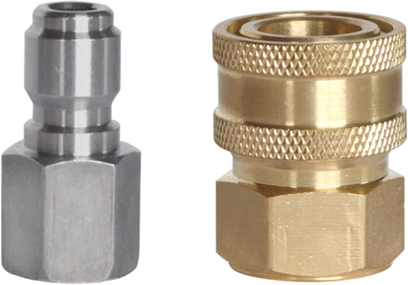 2 Pcs Pressure Washer Adapter 3/8 1/4 Inch Quick Connect Fittings Stainless Steel Pressure Washer Fittings Easy To Use Garden Hose To Pressure Washer Adapter 3/8 1/4 Quick Connect Converter - Image 1