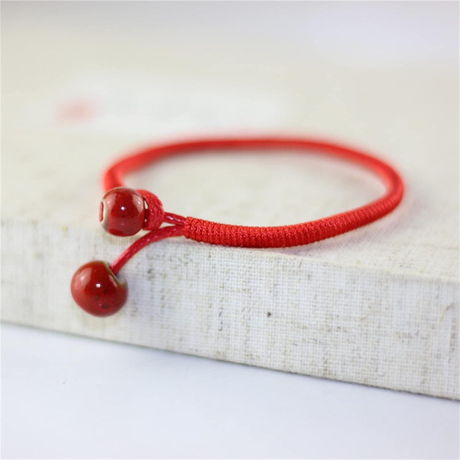 Men Women Lucky Ceramic Bead Red String Bracelet Hand Braided Bangle Durable and Useful - Image 2