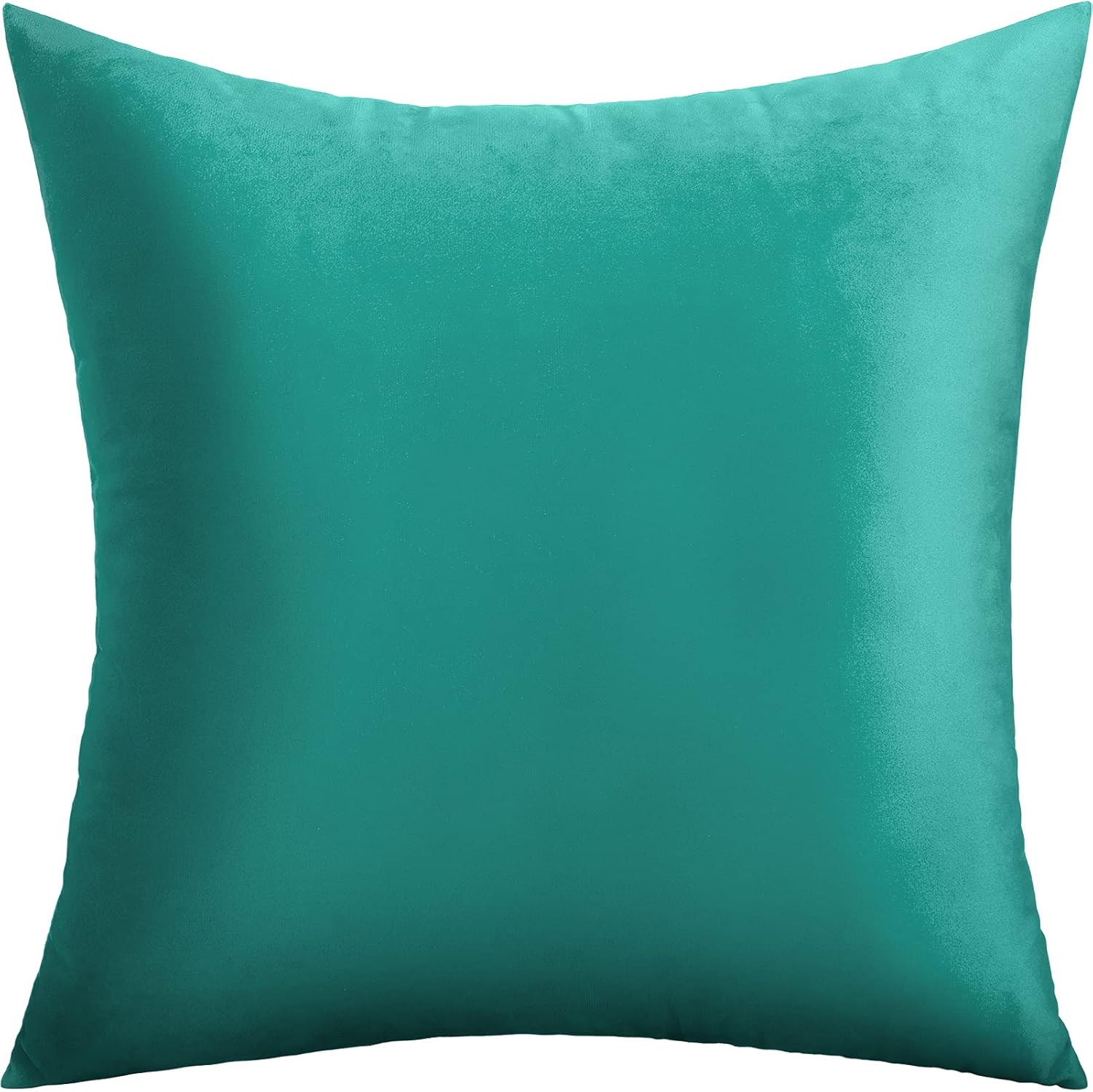 Not Fade Velvet Soft Solid Decorative Throw Pillow Covers Square Cushion Case for Sofa Bedroom Car 18 x 18 Inch 45 x 45 cm, Aqua Green - Image 1