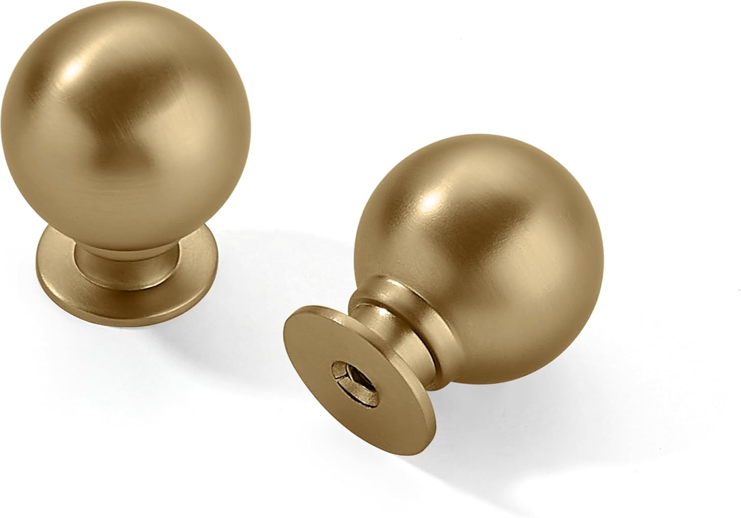 10 Pack 1 Inch Vintage Ball Champagne Bronze Cabinet Knobs Kitchen Cabinet Hardware Satin Brass Drawer Knobs Pulls for Drawers.  Champagne Bronze   Knob   Champagne Bronze   Knob - Image 1