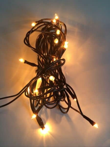 for 20ct Count Teeny Tiny Rice Light Set String Brown Wire Cord Primitive Craft Farm Seasonal Ornaments Home Décor Brown - Image 1
