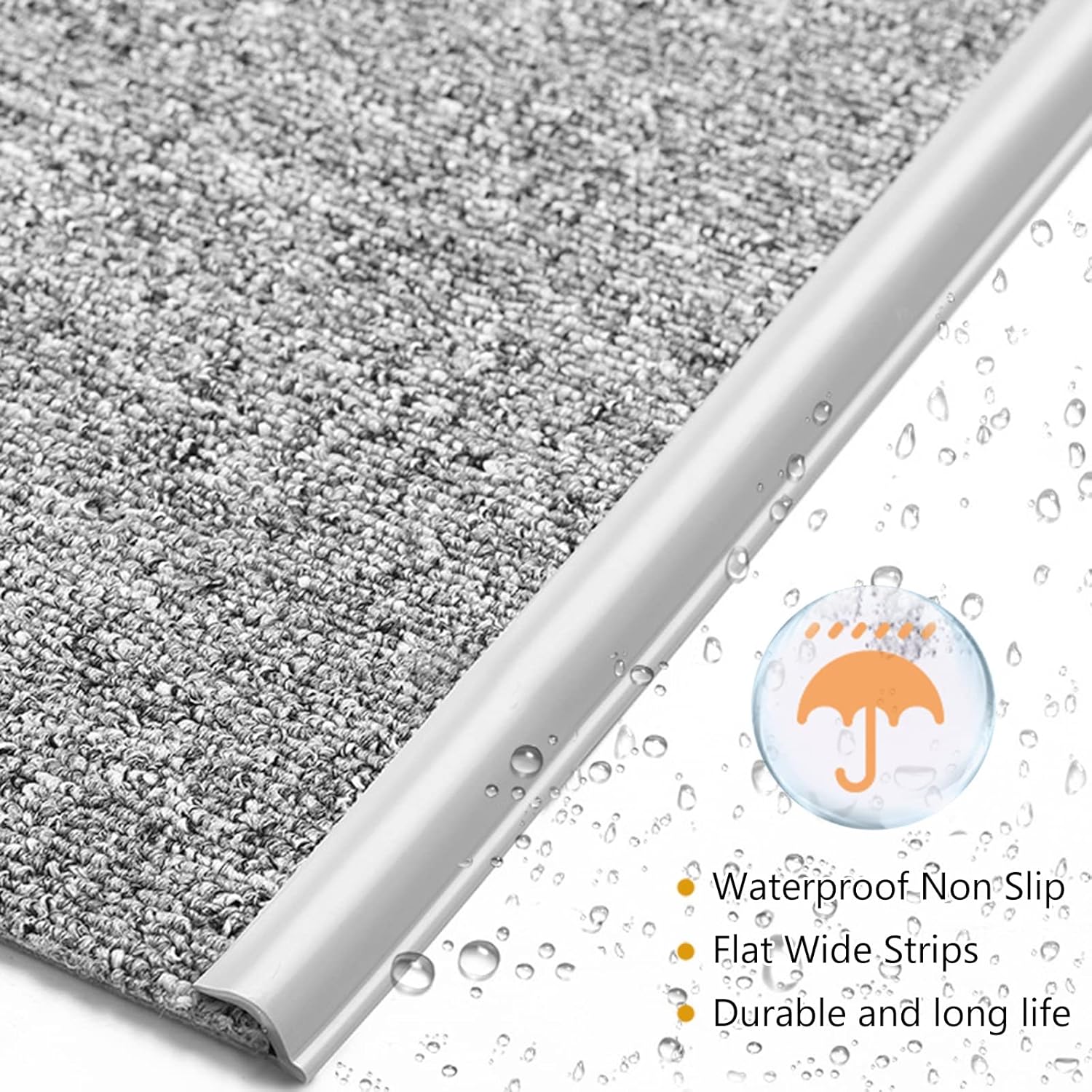 Carpet Edge Binding Trim, Self Adhesive Grey Floor Transition Strip/Rugs Edging Bar for Indoor Doormat Protect, Flexible PVC Seal Molding for Robot Vacuum Cleaner (700cm (23ft))   700cm (23ft) - Image 2
