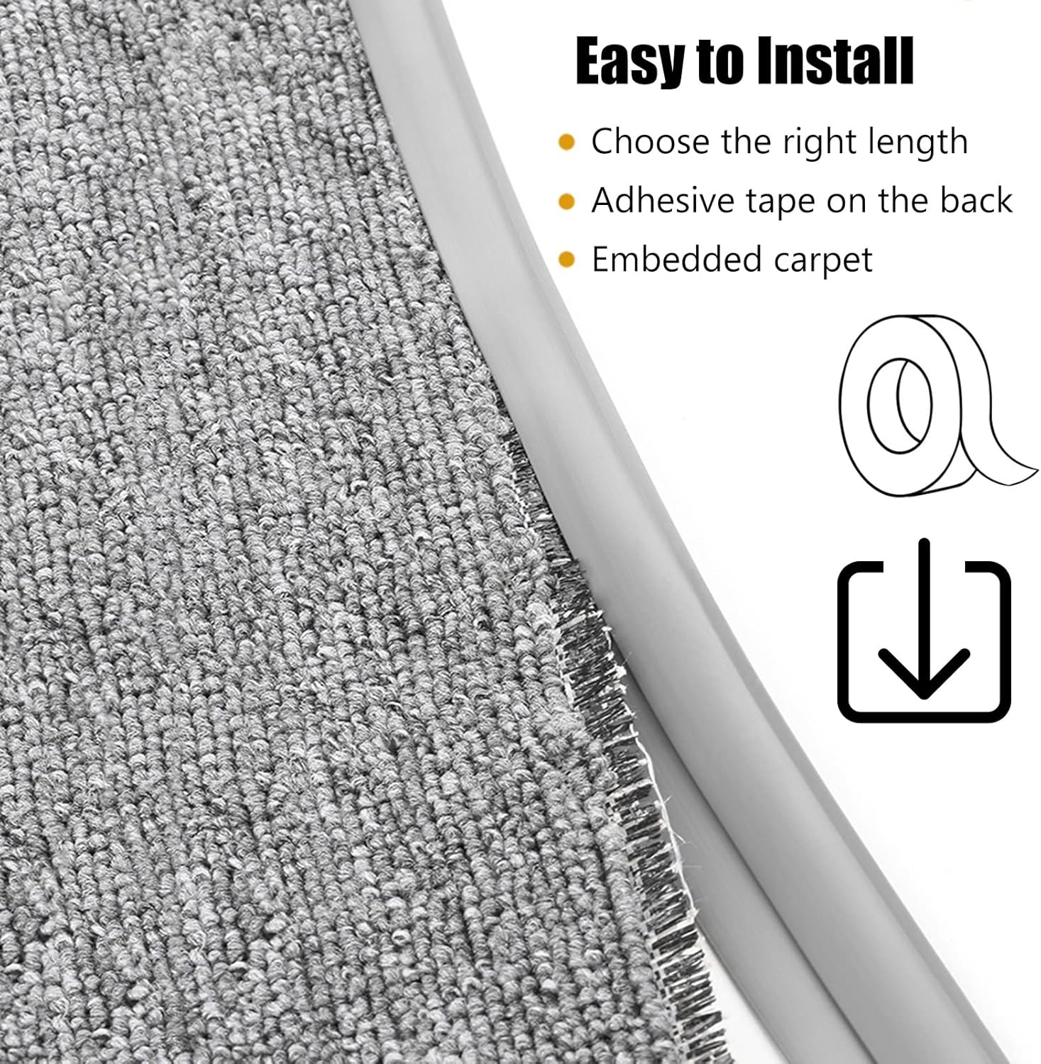 Carpet Edge Binding Trim, Self Adhesive Grey Floor Transition Strip/Rugs Edging Bar for Indoor Doormat Protect, Flexible PVC Seal Molding for Robot Vacuum Cleaner (700cm (23ft))   700cm (23ft) - Image 4