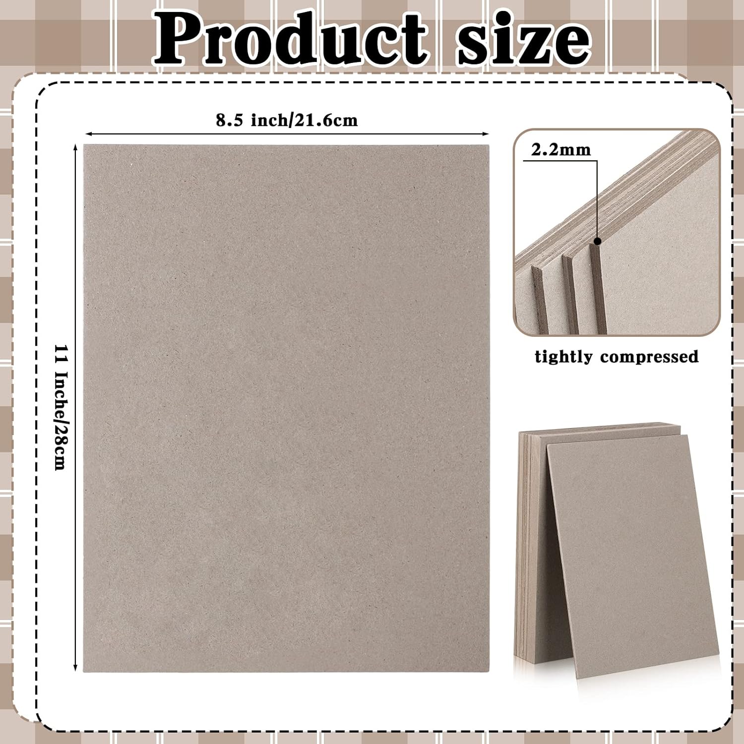 20 Pcs Book Board, Binders Board Chipboard Designer Bookboard Heavy Duty Chipboard Sheets Bookbinding Supplies for Book Binding Materials Cover(8.5 x 11 in,80 Pt) kraft  8.5 x 11 Inch,80 Pt - Image 3