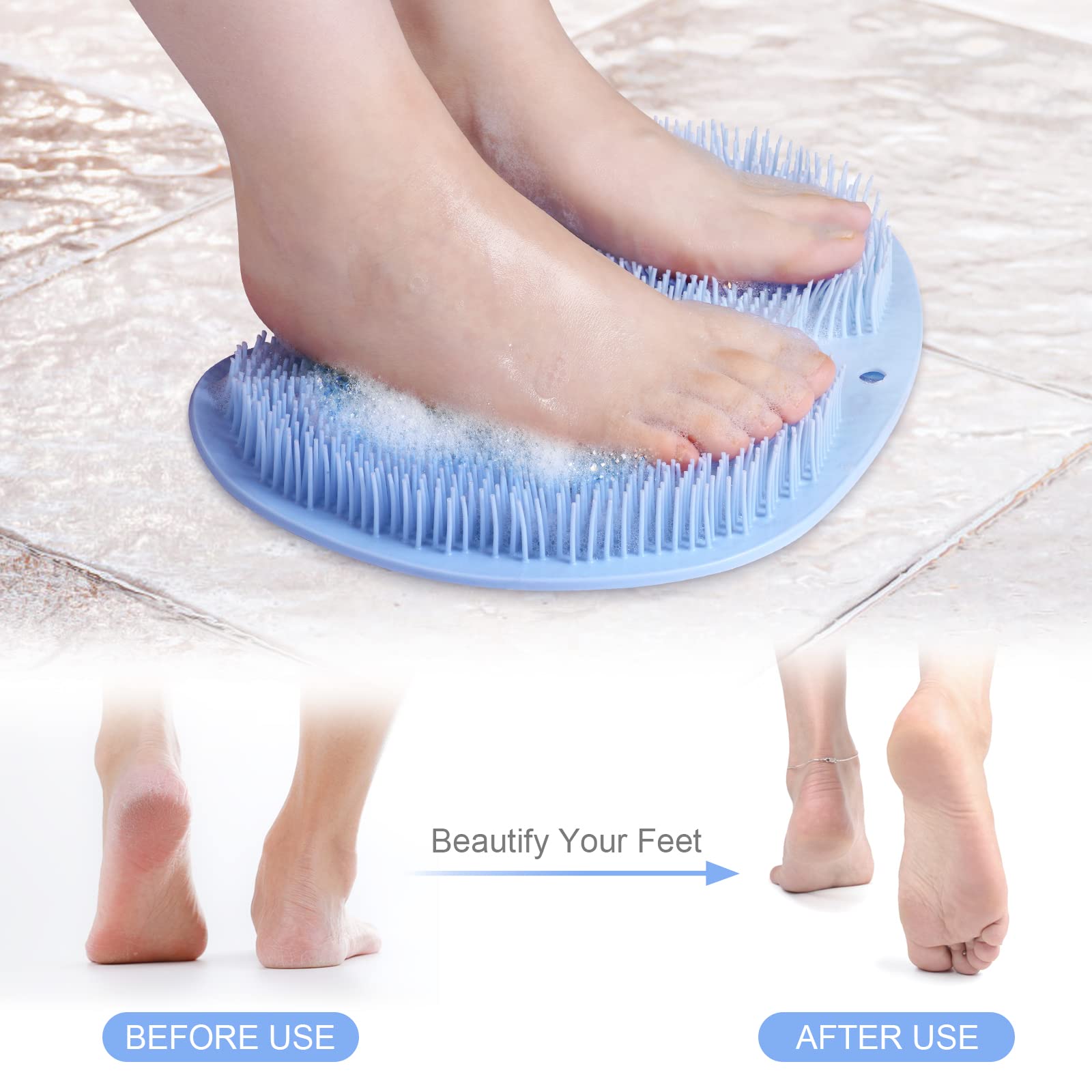 Foot Scrubber for Shower, Foot Cleaning Massage Mat with Non-Slip Suction Cups, Shower and Bathroom Foot Scrubber Mat (Blue) Blue - Image 4