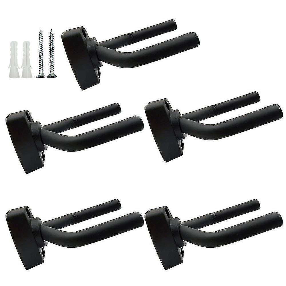 Guitar Hanger Wall Mount 5-Pack Black with Screws Compatible with Guitars - Image 1