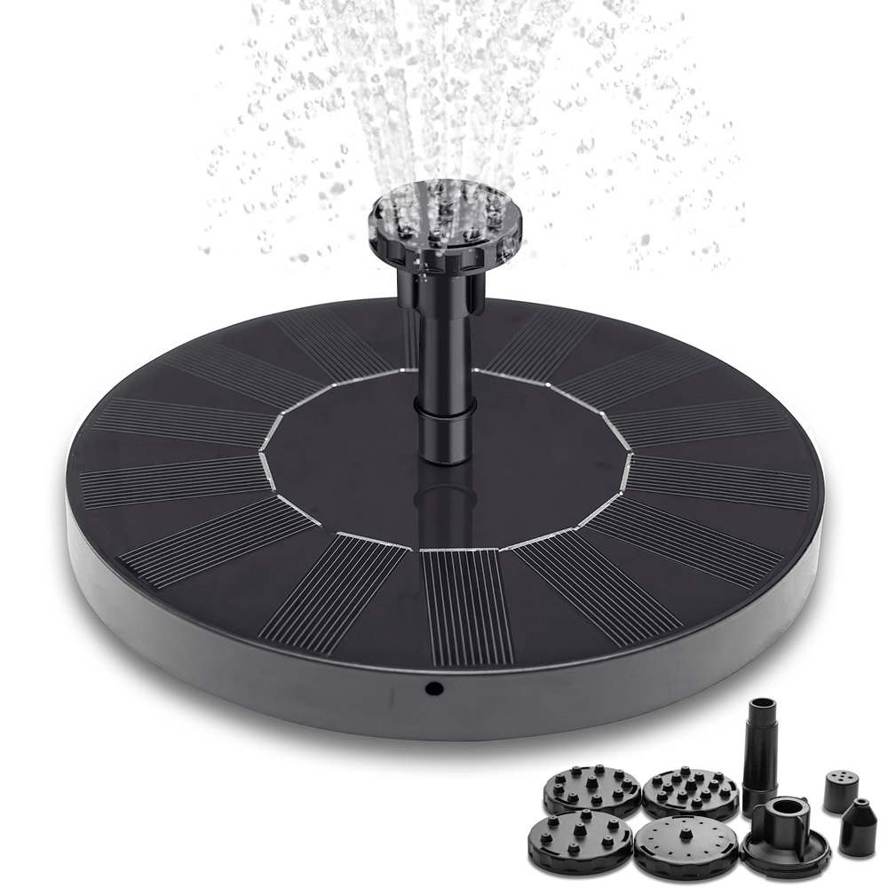 Solar Fountain 16 cm Black Water Fountain for Garden, Compatible with Solar Cell - Image 1