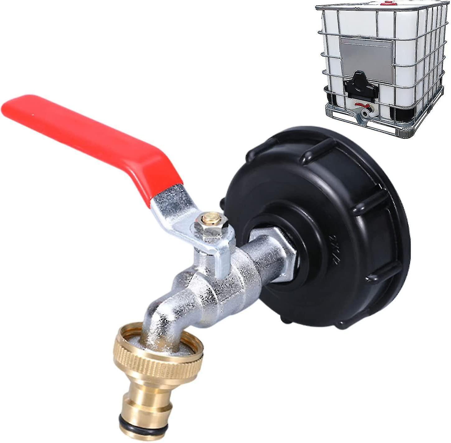 1000L tank tap with garden hose connector, S60x6 IBC tap connection - Image 1