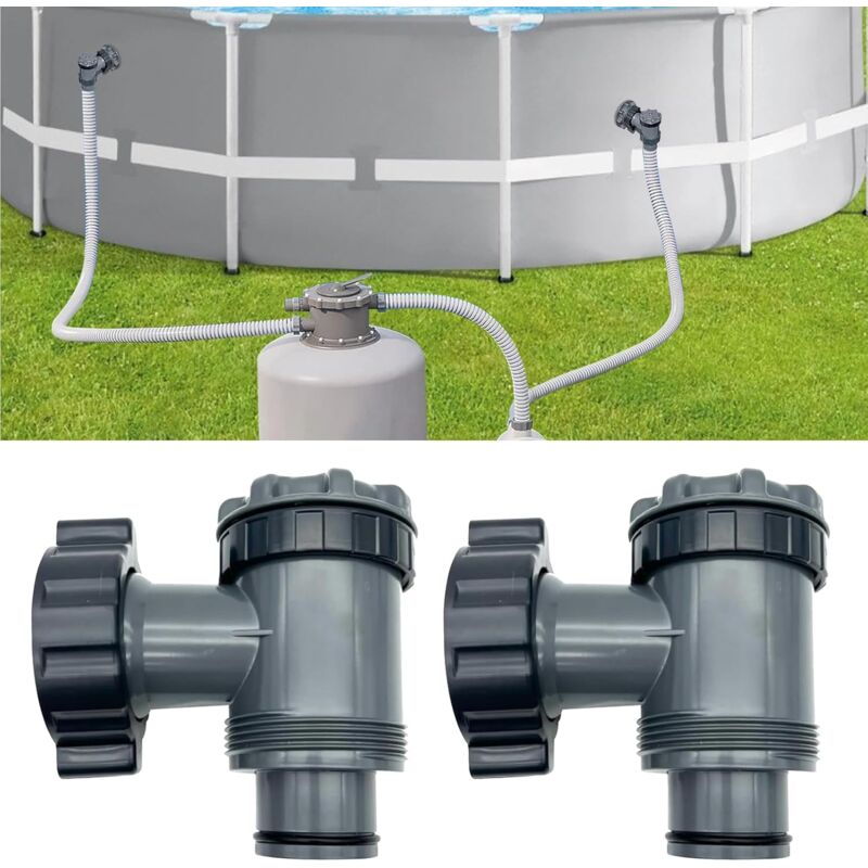 Pool Pump Replacement Parts Inlet and Outlet Valve Compatible with Coleman Intex Bestway for 1-1/2 Inch Hose 2 Set - Image 1