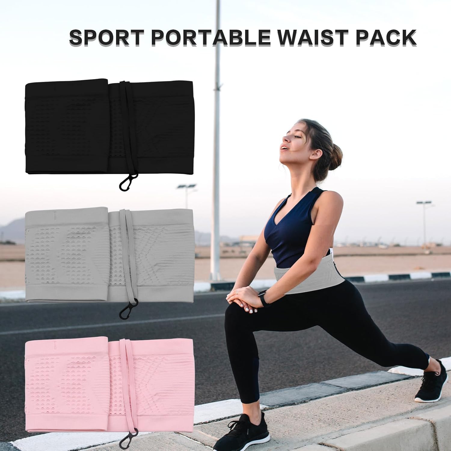 Breathable waist chain waist belt hidden wallet waist bag women's belly bag port running mobile phone holder keys money holder black S Black Black S - Image 4