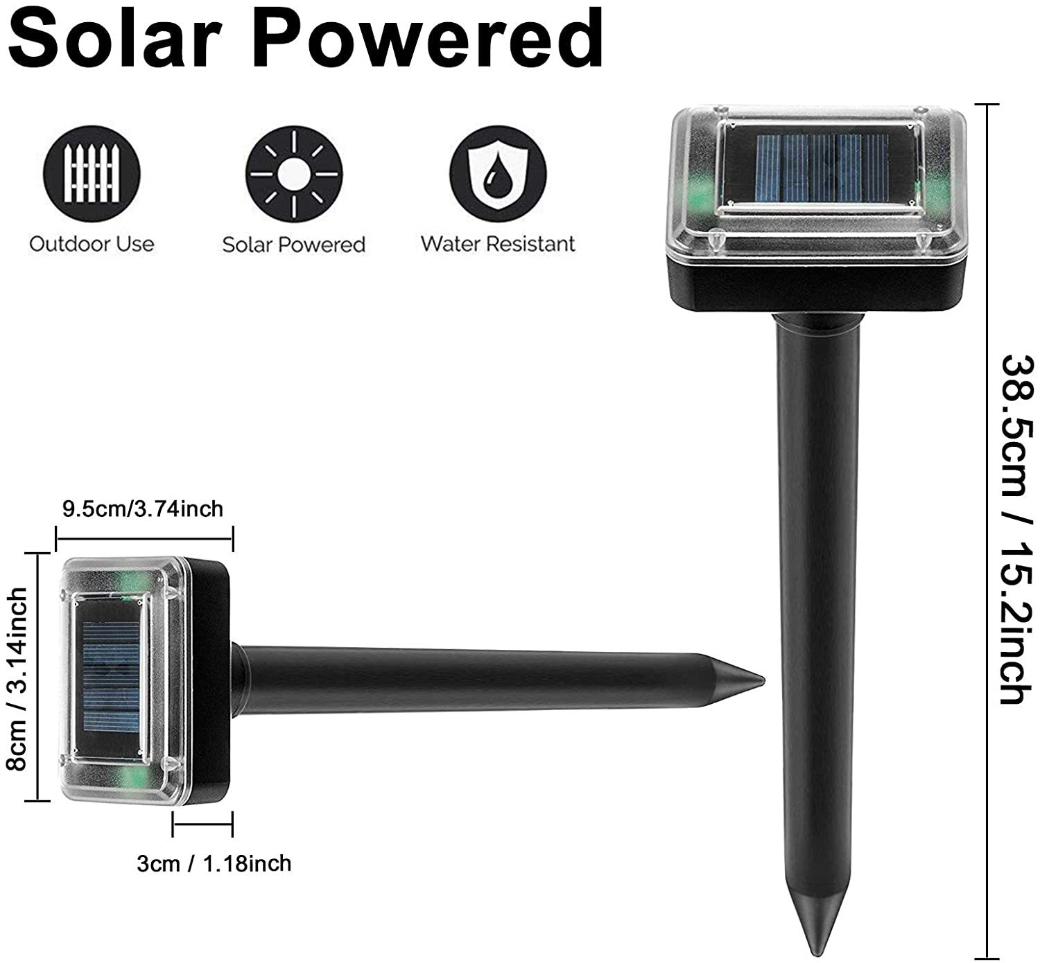 Solar Snake Repeller 2Pcs Solar Powered Mole Repeller Vole Repeller 800 Sq M X2 1600 - Image 1