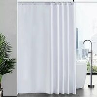 Waterproof Mildew Resistant Shower Curtain, White 200x220cm Fabric Polyester, Compatible with Bathtub or Bathroom, Washable - Image 1