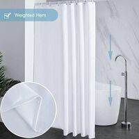 Waterproof Mildew Resistant Shower Curtain, White 200x220cm Fabric Polyester, Compatible with Bathtub or Bathroom, Washable - Image 4