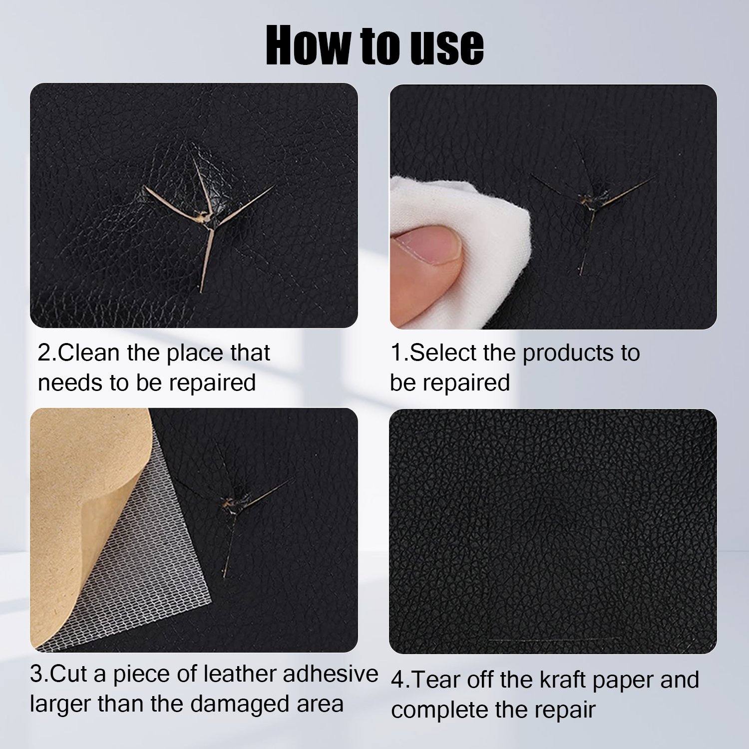 Self-Adhesive Repair Patch Faux Leather 50x138 cm Black - Image 3