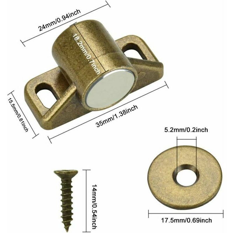 4 pcs magnets for cabinet doors, magnetic door lock, magnetic door closer with 4 washers and 12 screws, magnetic cabinet closure for furniture, wardrobe, cupboard - Image 2