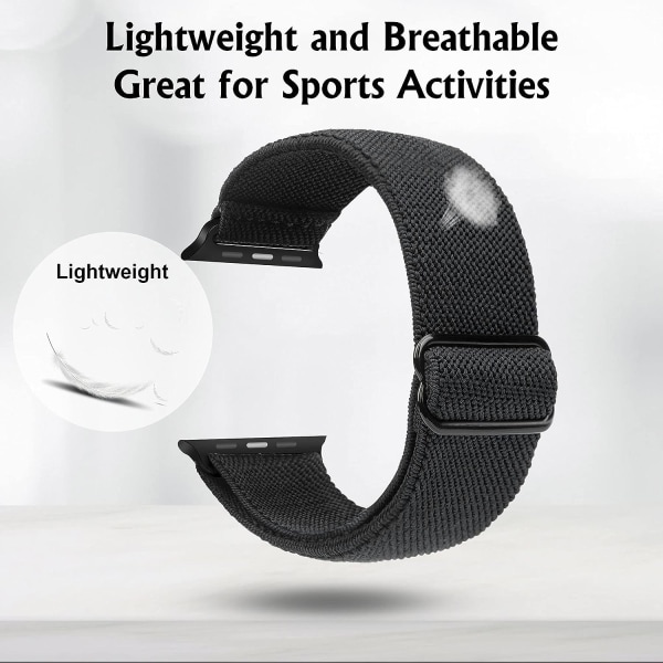 Compatible with Apple Watch Band 41mm 40mm 38mm Adjustable Stretchy Sport Strap for Men Women Black - Image 3