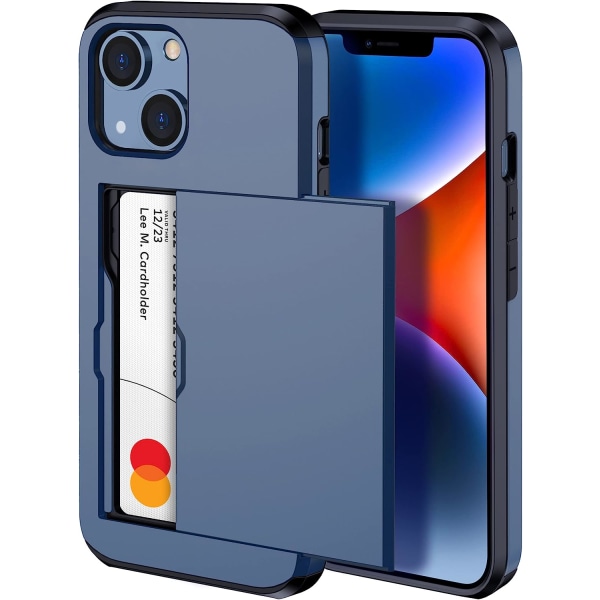 2023 new iPhone 14 case with card holder, Wireless charging compatible iPhone 14 Wallet case, Slim shockproof iPhone 14 case Wallet (blue)_max - Image 1