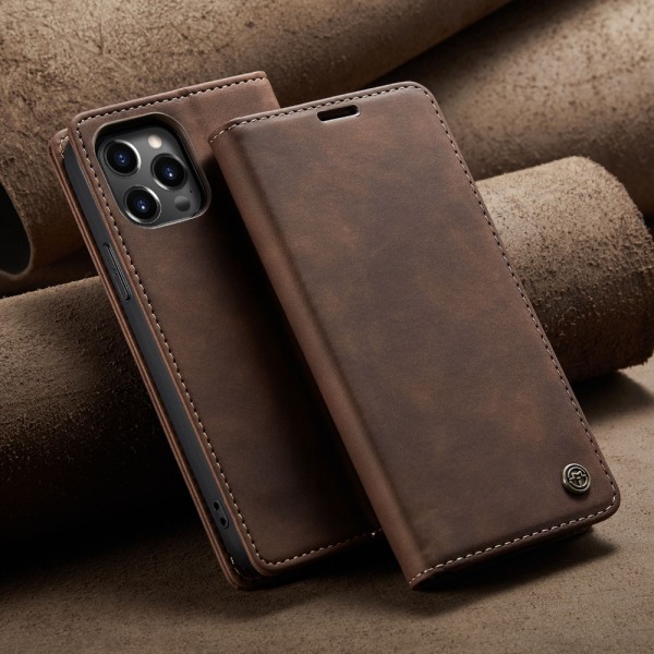 Compatible with Apple iPhone 13 Leather Flip Case Coffee Brown iPhone 13 - Image 1
