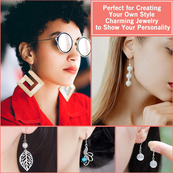 925 Silver Earring Hooks for Jewelry Making, Hypoallergenic Earring Hooks Accessories, 100 Earring Hooks, 150 Ear Plugs, SQBB - Image 5