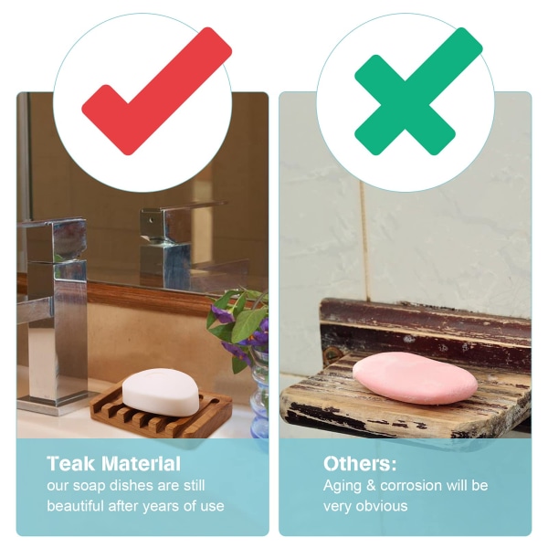 Wooden Soap Dish 2pcs, Soap Holder in Natural Teak, Soap Container for Shower, Bathroom, Kitchen, Bathtub, Razor, Sponges_max - Image 3