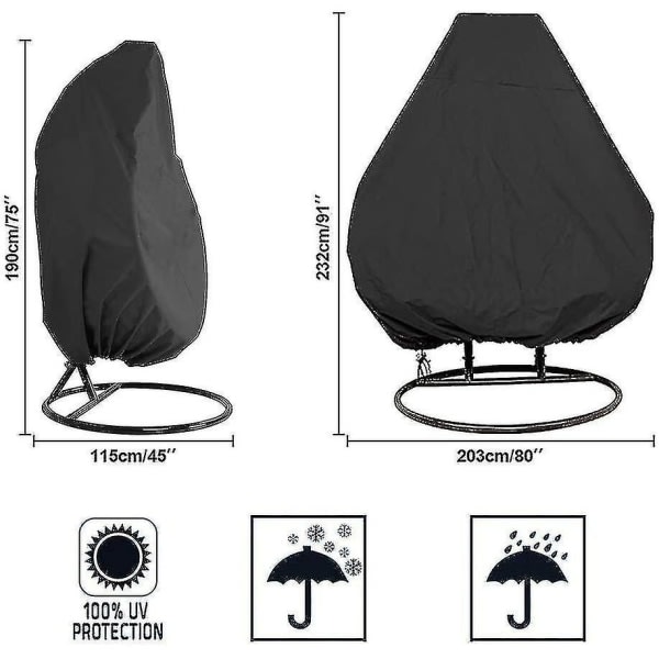 Barsinfi Oxford Zipper Hanging Chair Cover 190 X 115 Cm Waterproof Cover for Garden and Outdoor Furniture 190 X 115 Cm_max - Image 5
