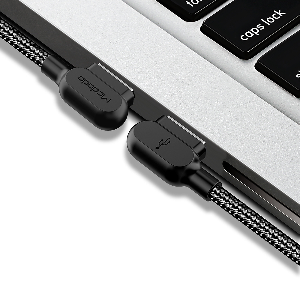 Compatible with Apple McDodo CA-4673 Angled Lightning Cable 1.8m 2A Fast Charging with LED iPhone iPad Black - Image 3