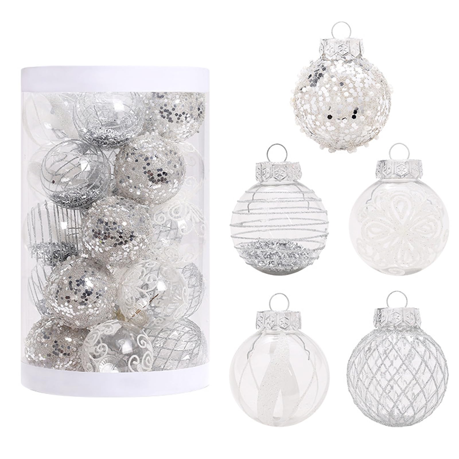 Set of 25 White Christmas Tree Ornaments Balls - Compatible with Max Brand - Image 1