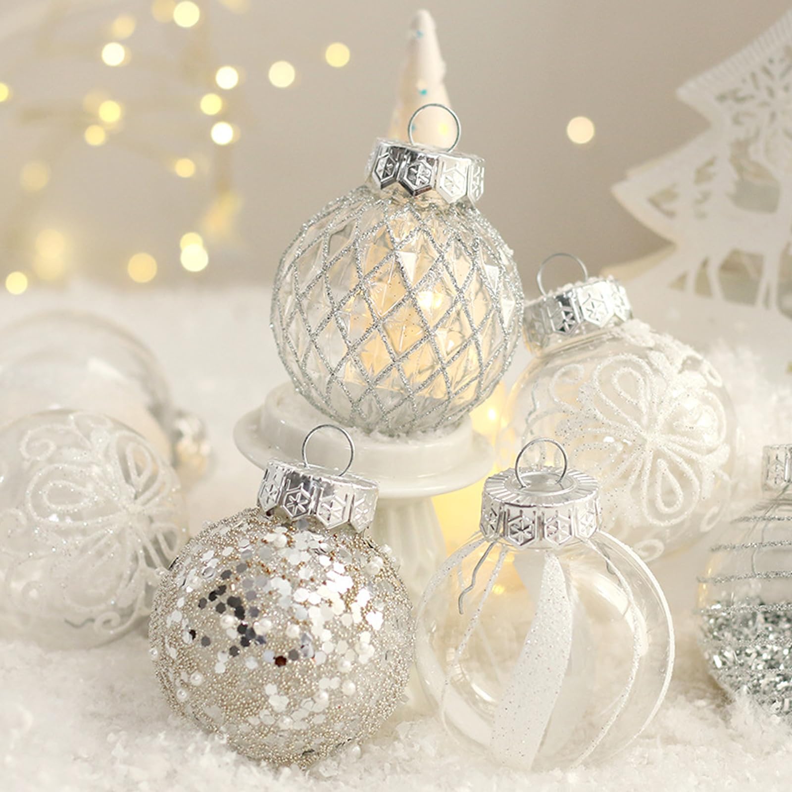 Set of 25 White Christmas Tree Ornaments Balls - Compatible with Max Brand - Image 3