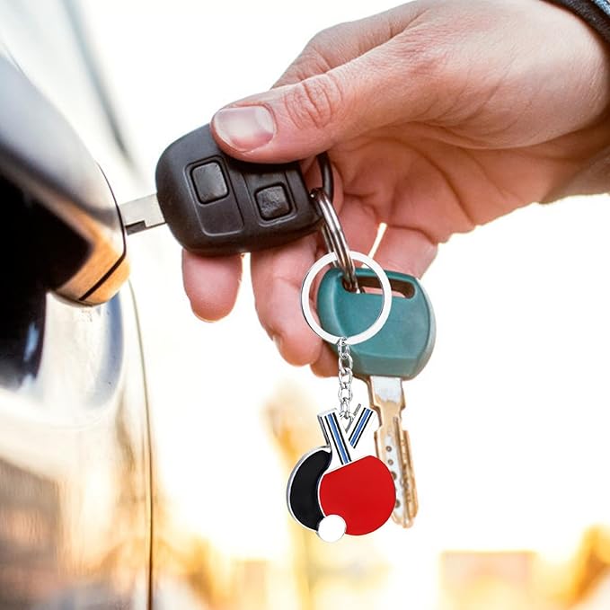 Table Tennis Racket Keychain Sports Key Holder Bag Ornament - Image 2