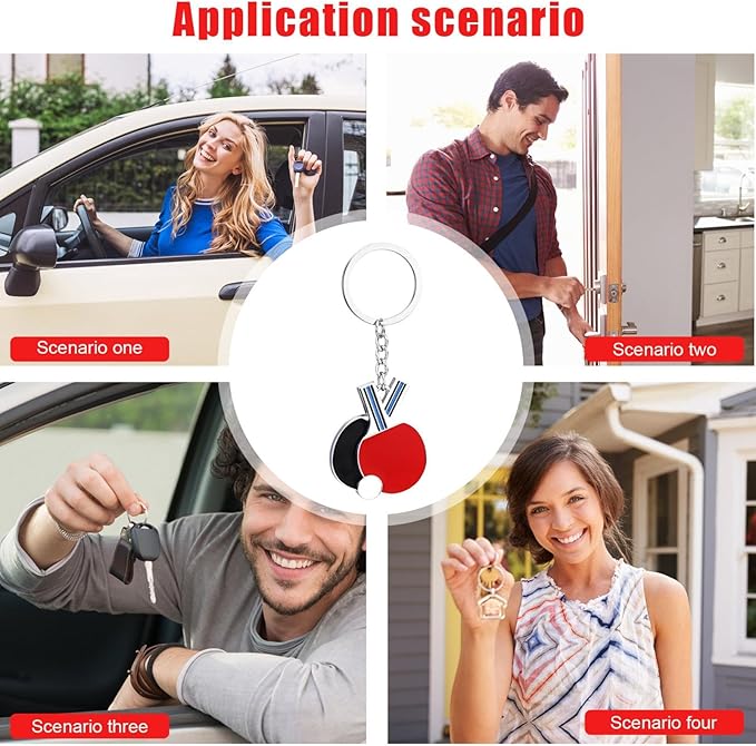 Table Tennis Racket Keychain Sports Key Holder Bag Ornament - Image 3