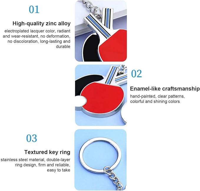 Table Tennis Racket Keychain Sports Key Holder Bag Ornament - Image 4