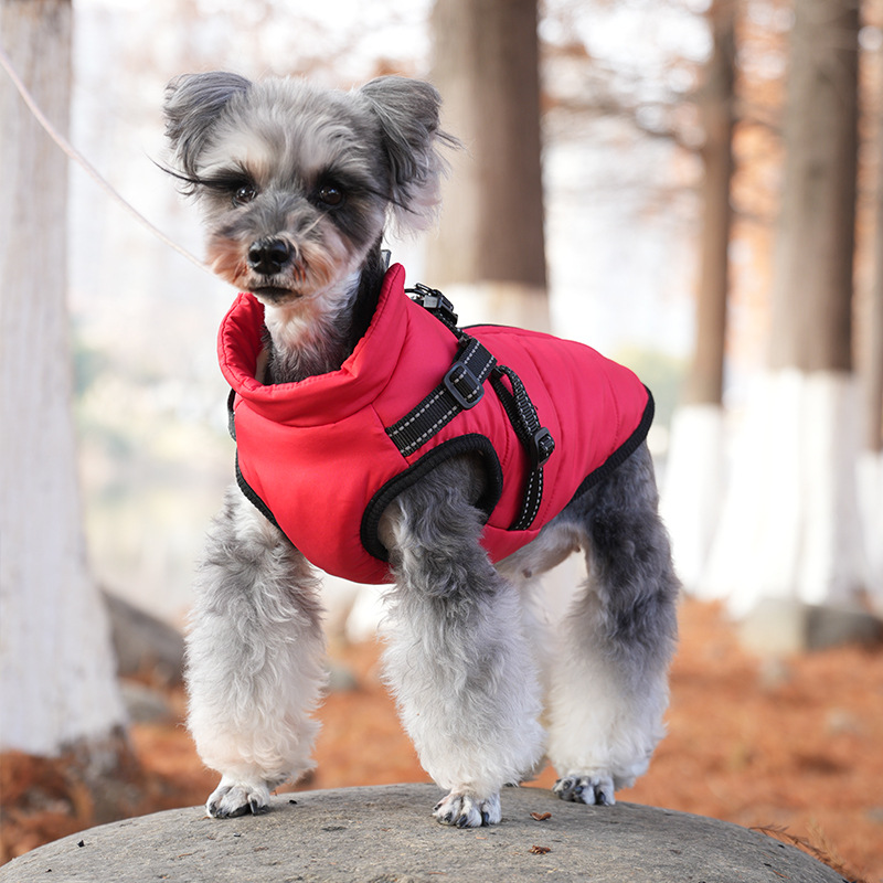 Waterproof Dog Winter Jacket with Harness and Fleece, Compatible with Orange S Size - Image 2