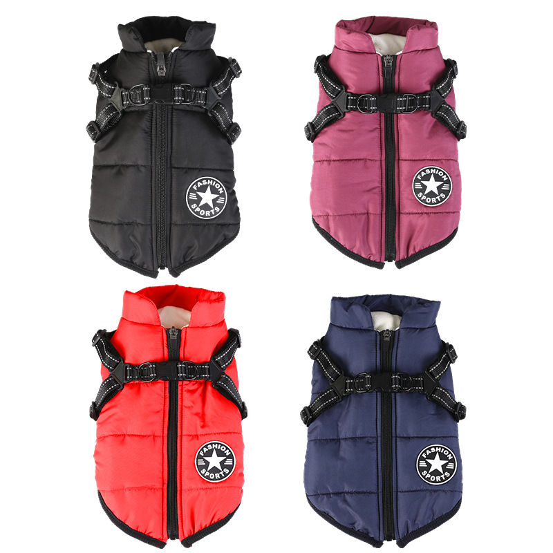 Waterproof Dog Winter Jacket with Harness and Fleece, Compatible with Orange S Size - Image 5